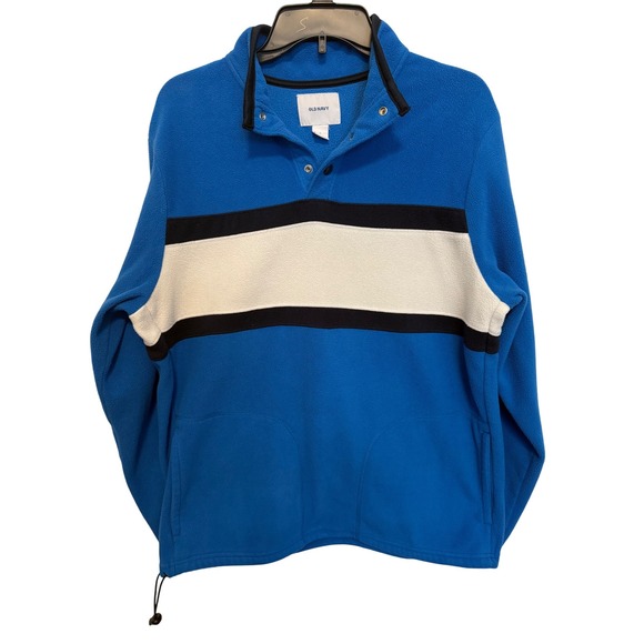 Old Navy Mens Blue Fleece Quarter Snap Pullover Sweatshirt - Size L Color Block - Picture 1 of 7